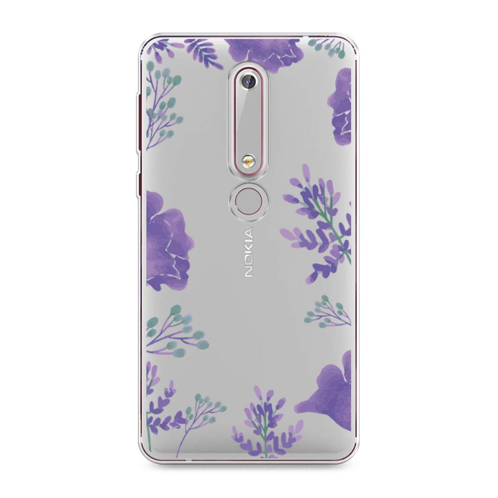 фото Чехол awog "сиреневая цветочная рамка" для nokia 6 2018