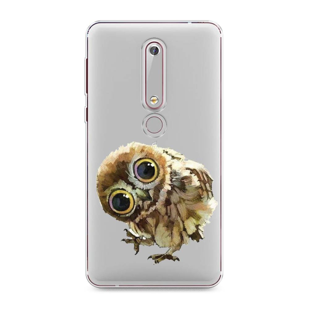 

Чехол Awog на Nokia 6 2018 / Нокиа 6 2018 "Любопытный совенок", Коричневый;белый;прозрачный, 120950-1