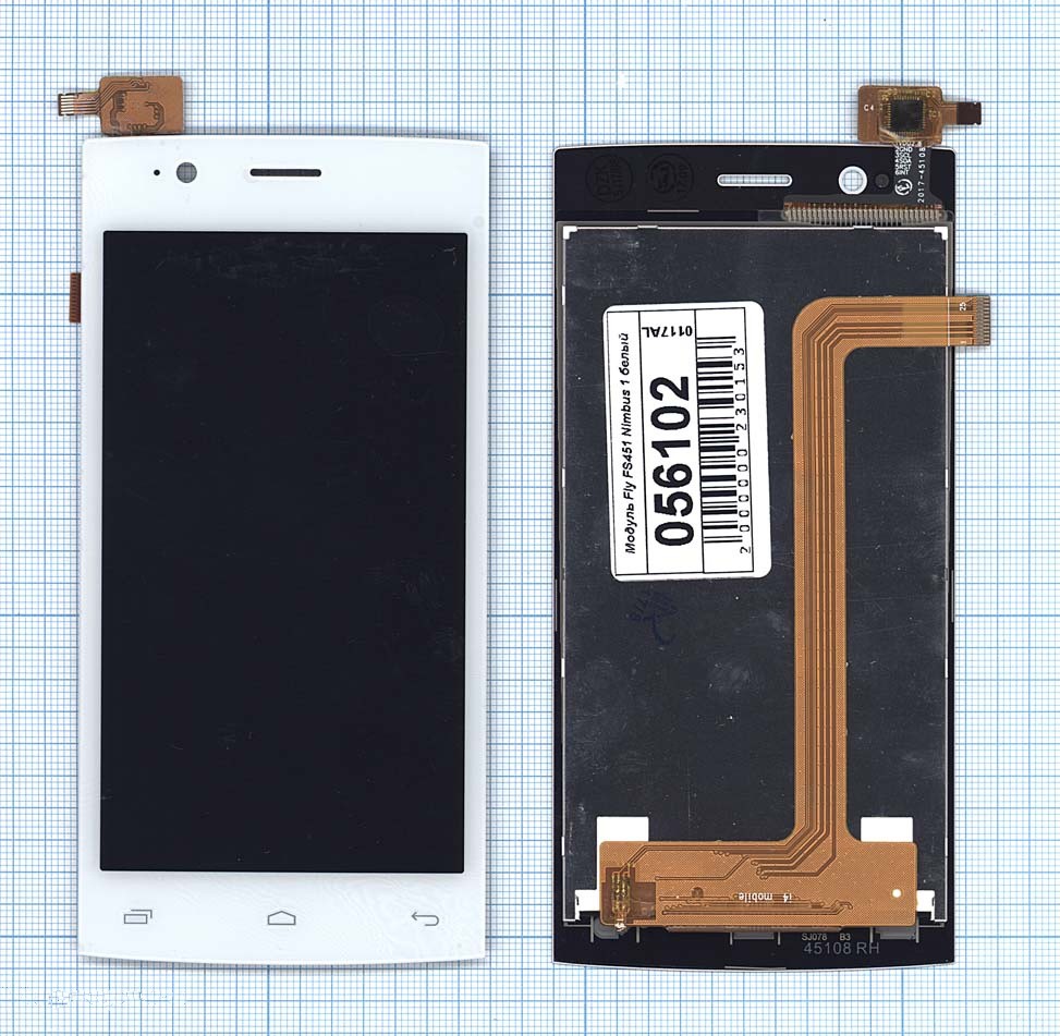 

Дисплей с тачскрином для Fly FS451 Nimbus 1 белый, для Fly FS451 Nimbus 1