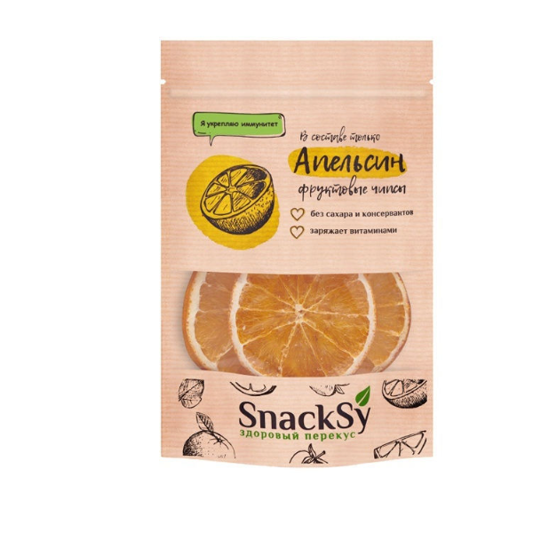 Чипсы фруктовые Здоровый перекус Snacksyla апельсиновые, 35 г