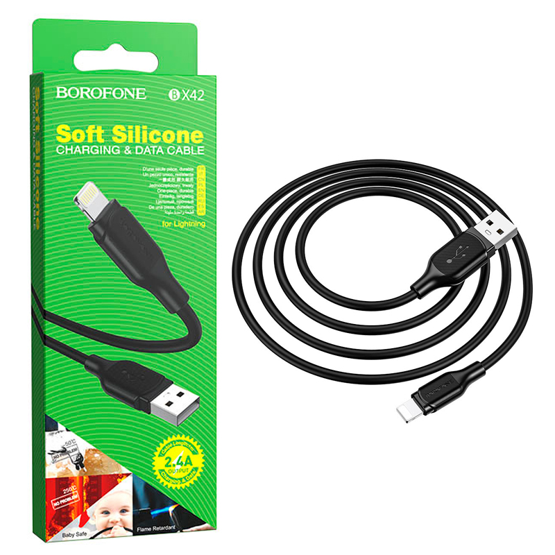 

Кабель USB - USB-A/Lightning Айсотка 1 м черный