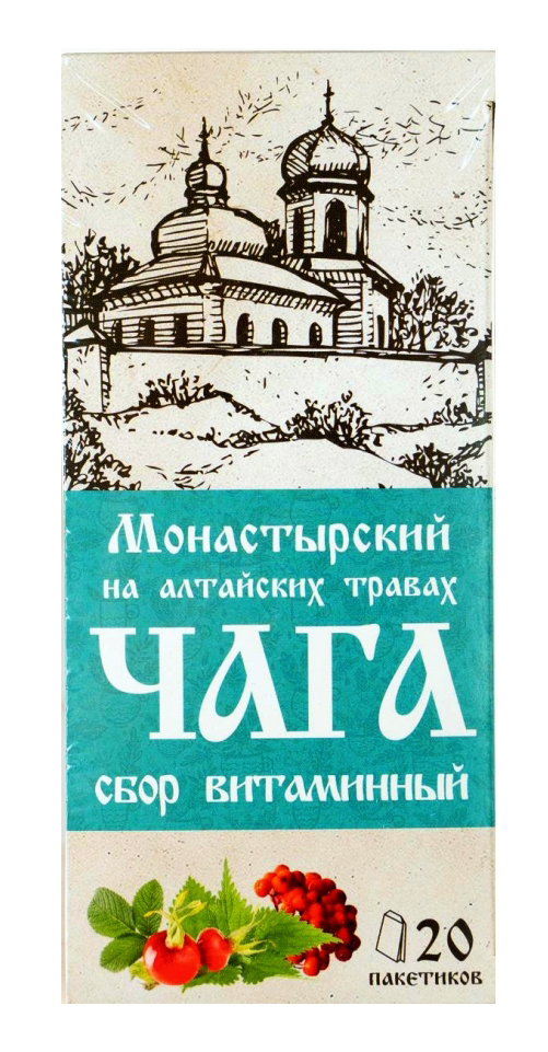 

Чай травяной Chagoff Монастырский Чага сбор витаминный в пакетиках 1,5 г х 20 шт
