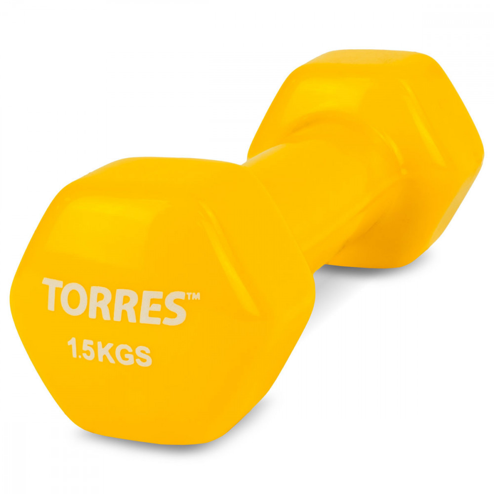 

Гантель винил Torres 1,5кг, Желтый, PL522203