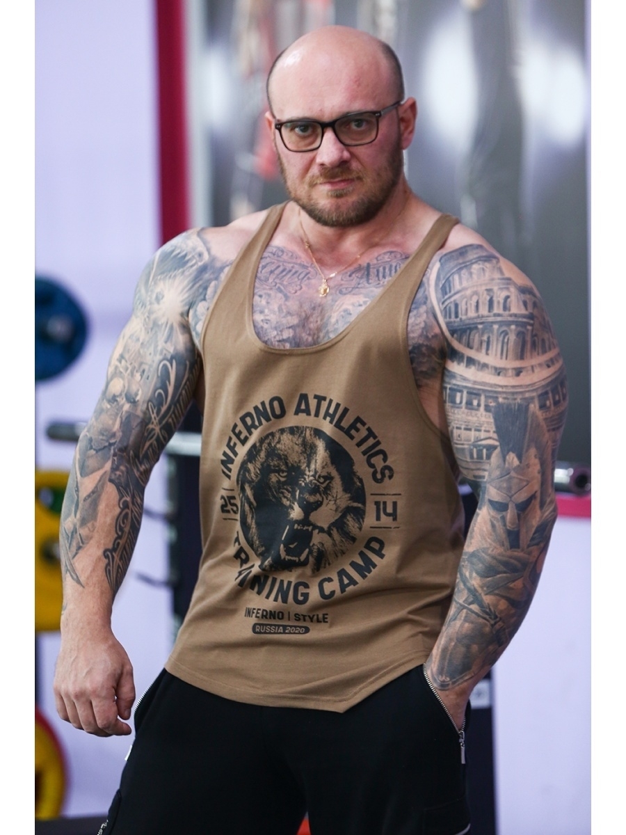 

Майка мужская INFERNO style М-004-001 коричневая 2XL, Коричневый, М-004-001