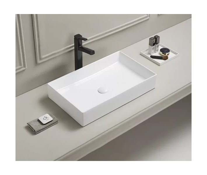 фото Накладная белая раковина для ванной gid n9496 прямоугольная керамическая
