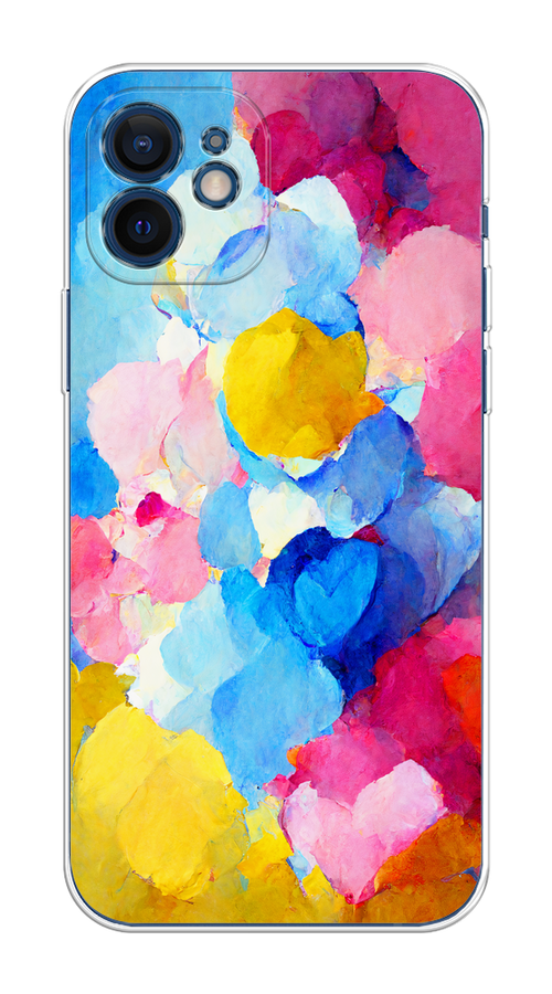 

Чехол на Apple iPhone 12 Mini "Яркие пятна", Синий;голубой;желтый;розовый, 12650-1