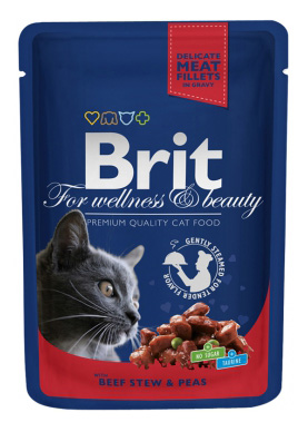 фото Влажный корм для кошек brit premium, говядина и горошек, 24шт, 100г