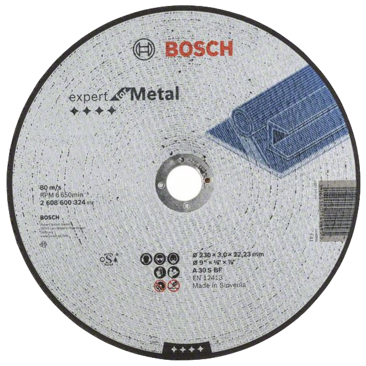 Диск отрезной абразивный Bosch A 30 S BF 230x3x22.23мм металл (2608600324) абразивный диск schtaer
