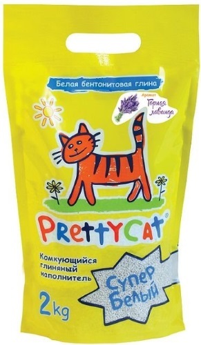 фото Комкующийся наполнитель для кошек prettycat супер белый бентонитовый, 2 кг, 2 л