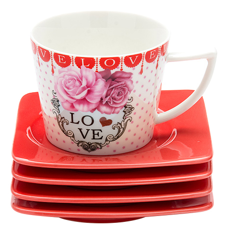 

Чайный сервиз MAYER & BOCH I LOVE YOU 8 пр. LR (х12) 24696 8 пр., Белый;красный