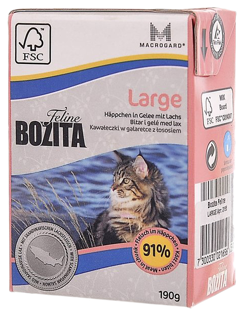 фото Консервы для кошек bozita feline large, для крупных пород, с лососем в желе, 190г