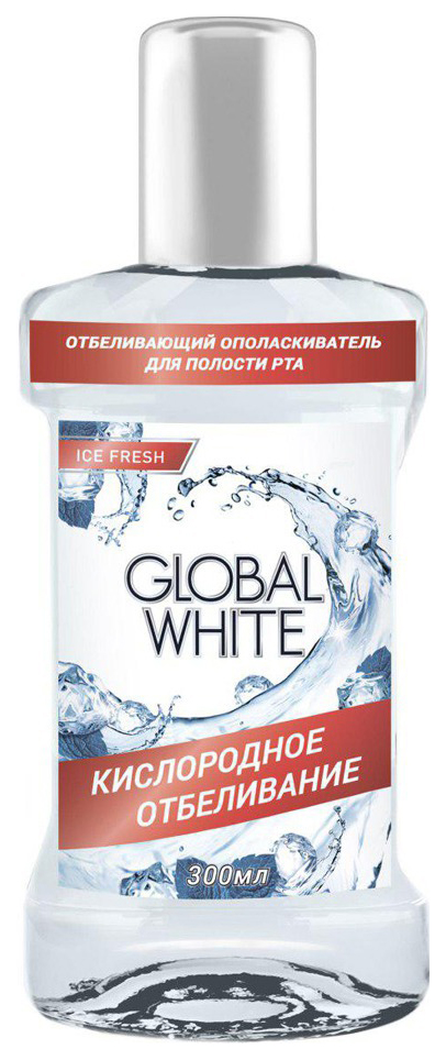 Ополаскиватель для рта Global White Ice Fresh 300 мл global white полоски для отбеливания зубов активный кислород 2 саше
