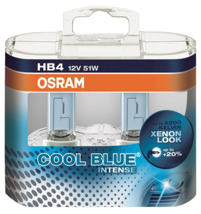 фото Лампа галогенная osram cool blue intense 51w hb4 9006cbi-hcb