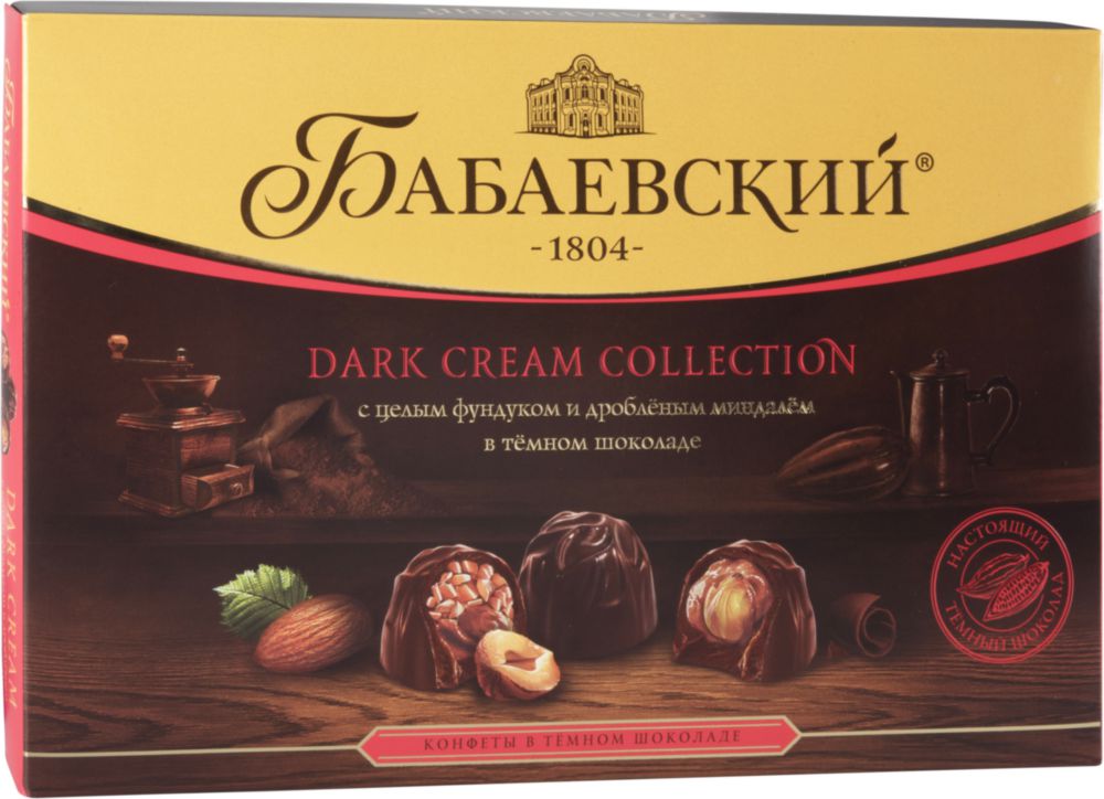 фото Набор конфет бабаевский dark сream сollection с фундуком и дробленым миндалем 200 г