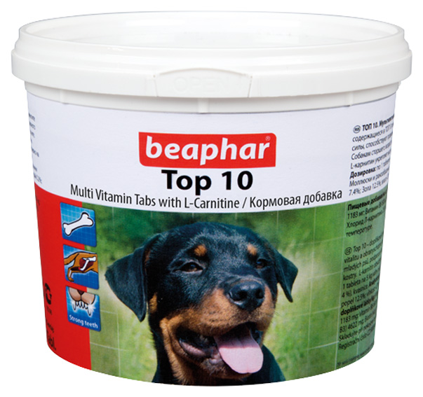Витаминный комплекс для собак Beaphar Top 10, для нормализации обмена веществ, 750 табл