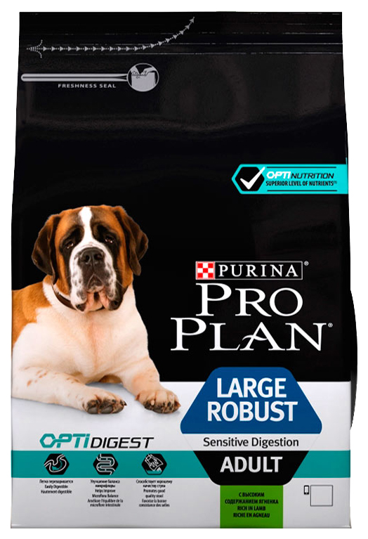 фото Сухой корм для собак pro plan optidigest large robust adult, для крупных пород,ягненок,3кг