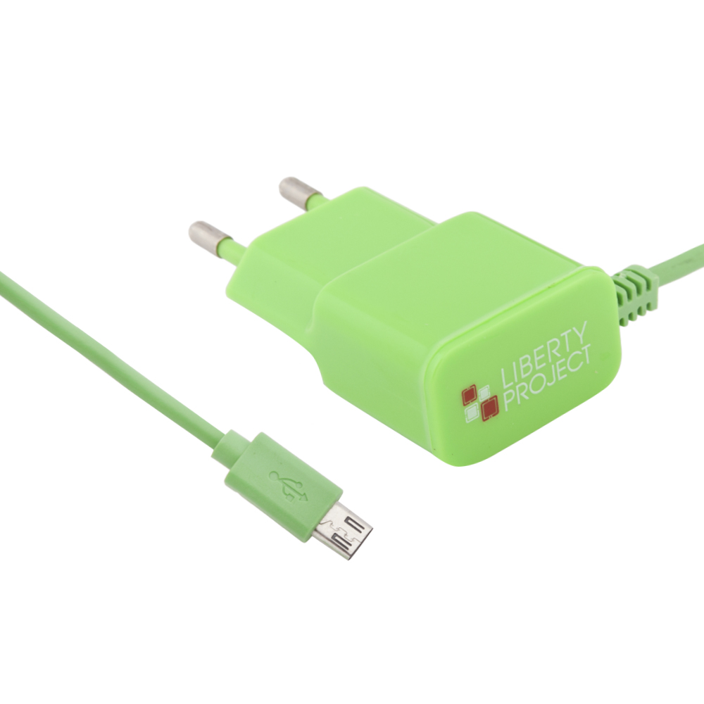 фото Сетевое зарядное устройство liberty project, micro usb, 2,1 a, green