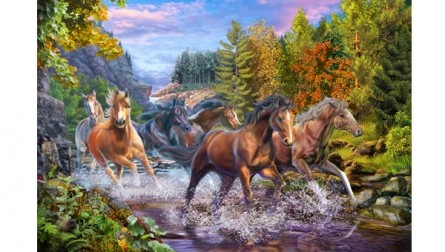 

Холст с красками "Рисование по номерам. Табун лошадей в горах", 40x50 см