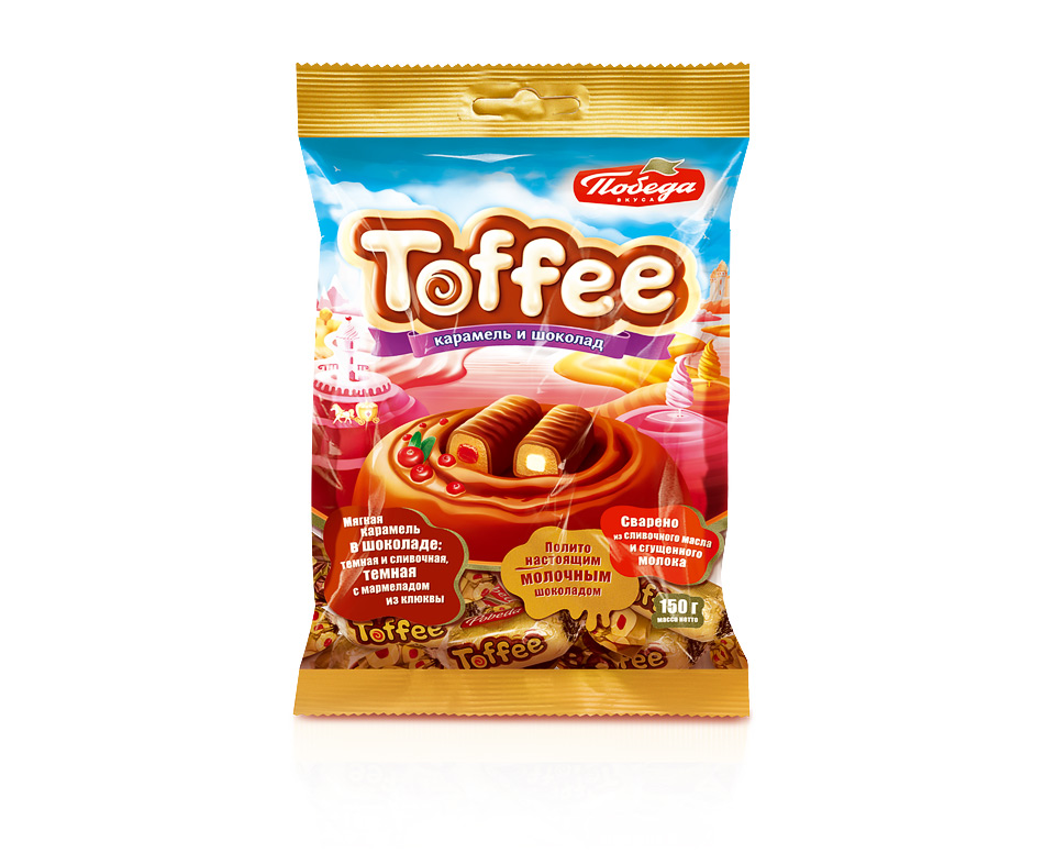 Карамель мягкая Победа Вкуса Toffee в шоколаде 2 вида