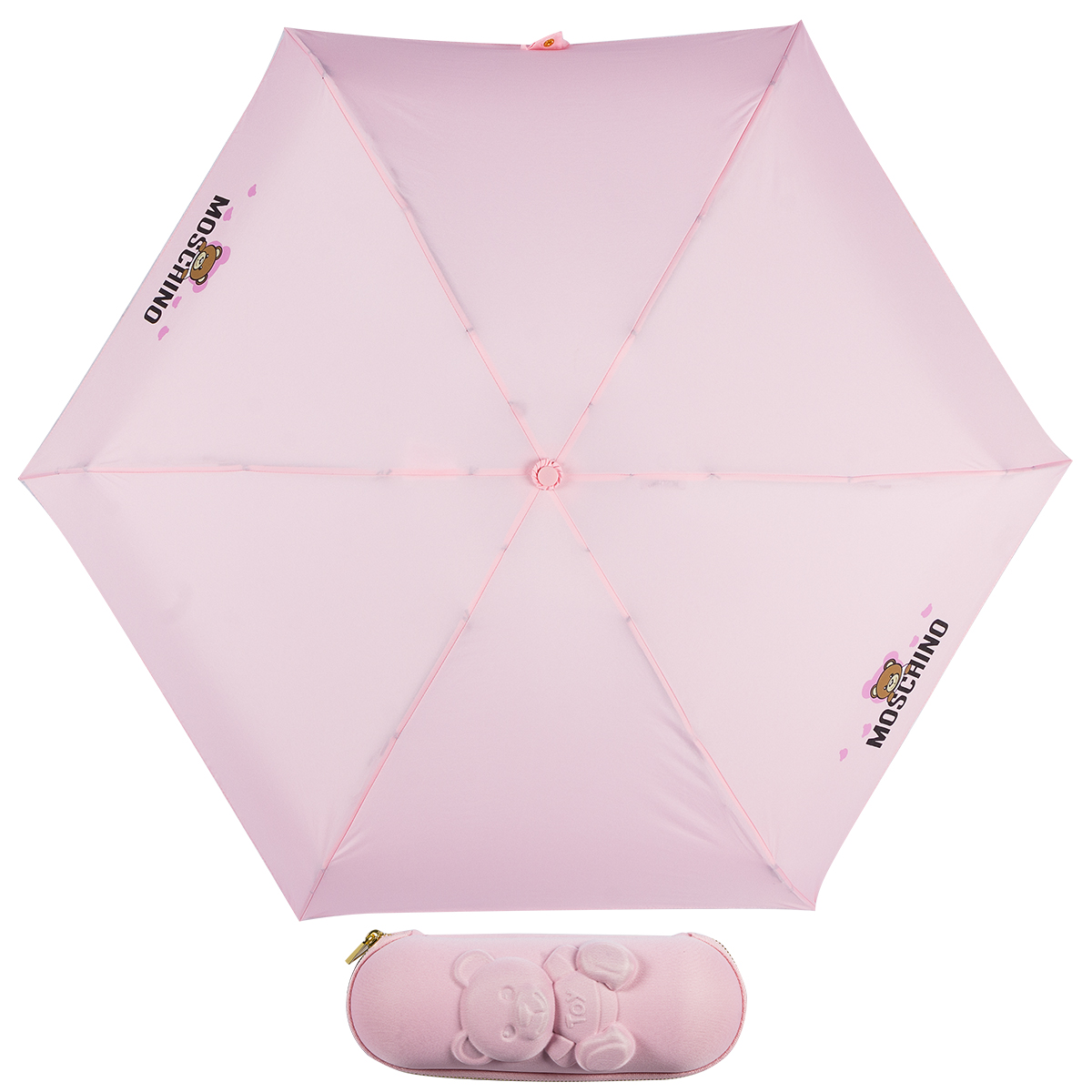 Зонт складной женский механический MOSCHINO 8042-SMININ розовый