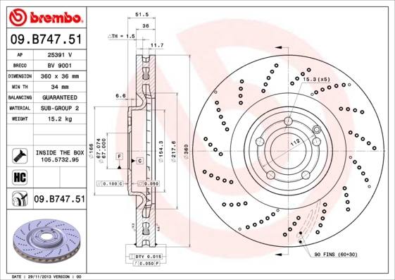 фото Тормозной диск brembo 09b74751