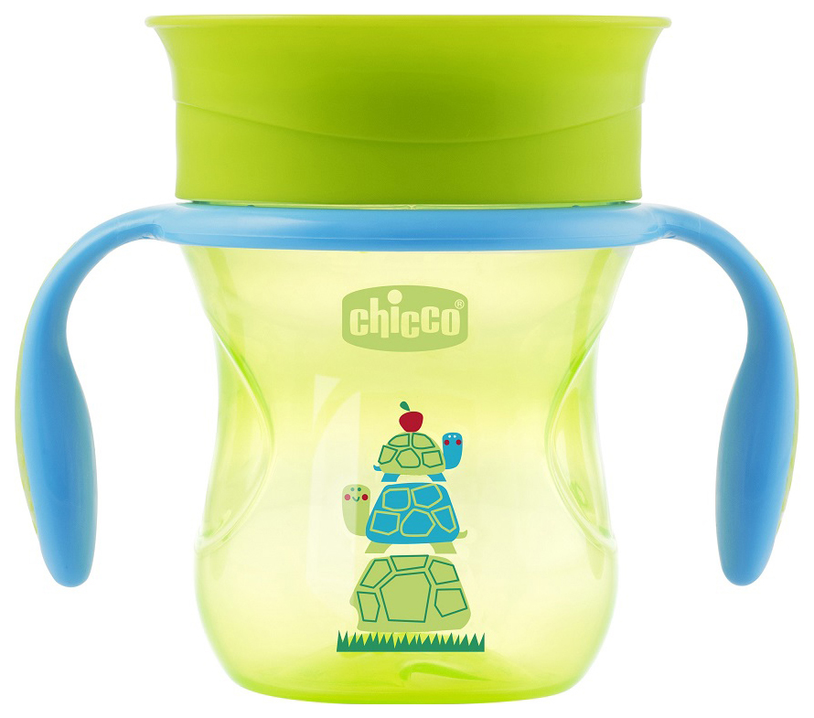 фото Чашка-поильник chicco perfect cup носик 360 266 мл зеленый с черепашкой