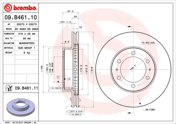 фото Тормозной диск brembo 09.b461.11