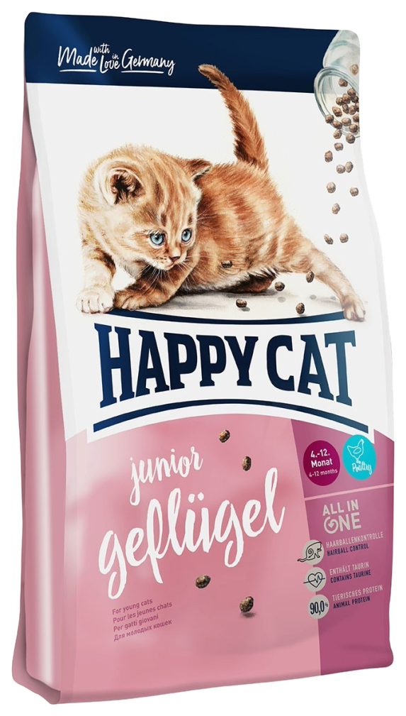 фото Сухой корм для котят happy cat junior geflugel, домашняя птица, 1,4кг