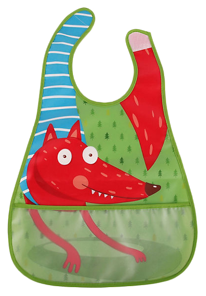 фото Нагрудник с кармашком happy baby waterproof baby bib водонепроницаемый green (fox)