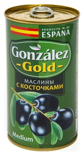 Маслины Gonzalez gold medium с косточками 350 г