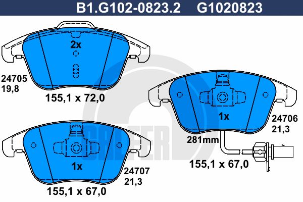 фото Комплект тормозных дисковых колодок galfer b1.g102-0823.2