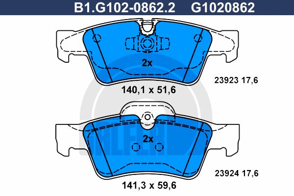 

Комплект тормозных дисковых колодок GALFER B1.G102-0862.2