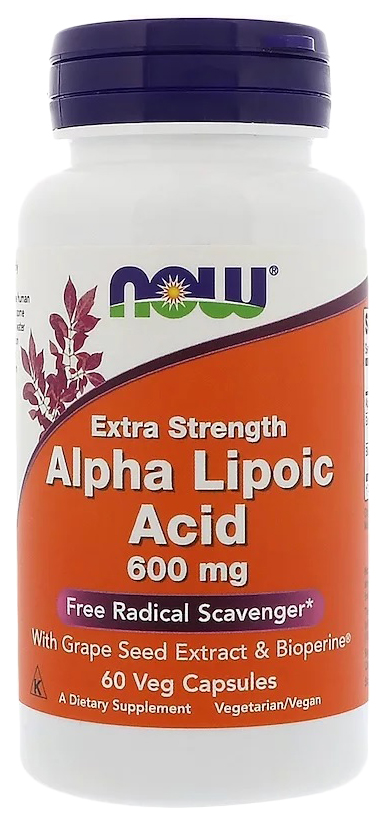 Купить Alpha Lipoic Acid 600 мг, Антиоксидант NOW Alpha Lipoic Acid 60 капс. натуральный