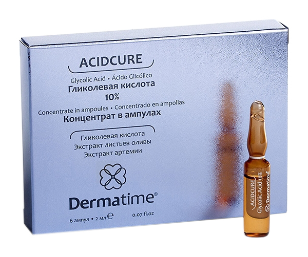 

Сыворотка для лица Dermatime Acidcure Glycolic Acid 10% Concentrate in Ampoules 6*2 мл