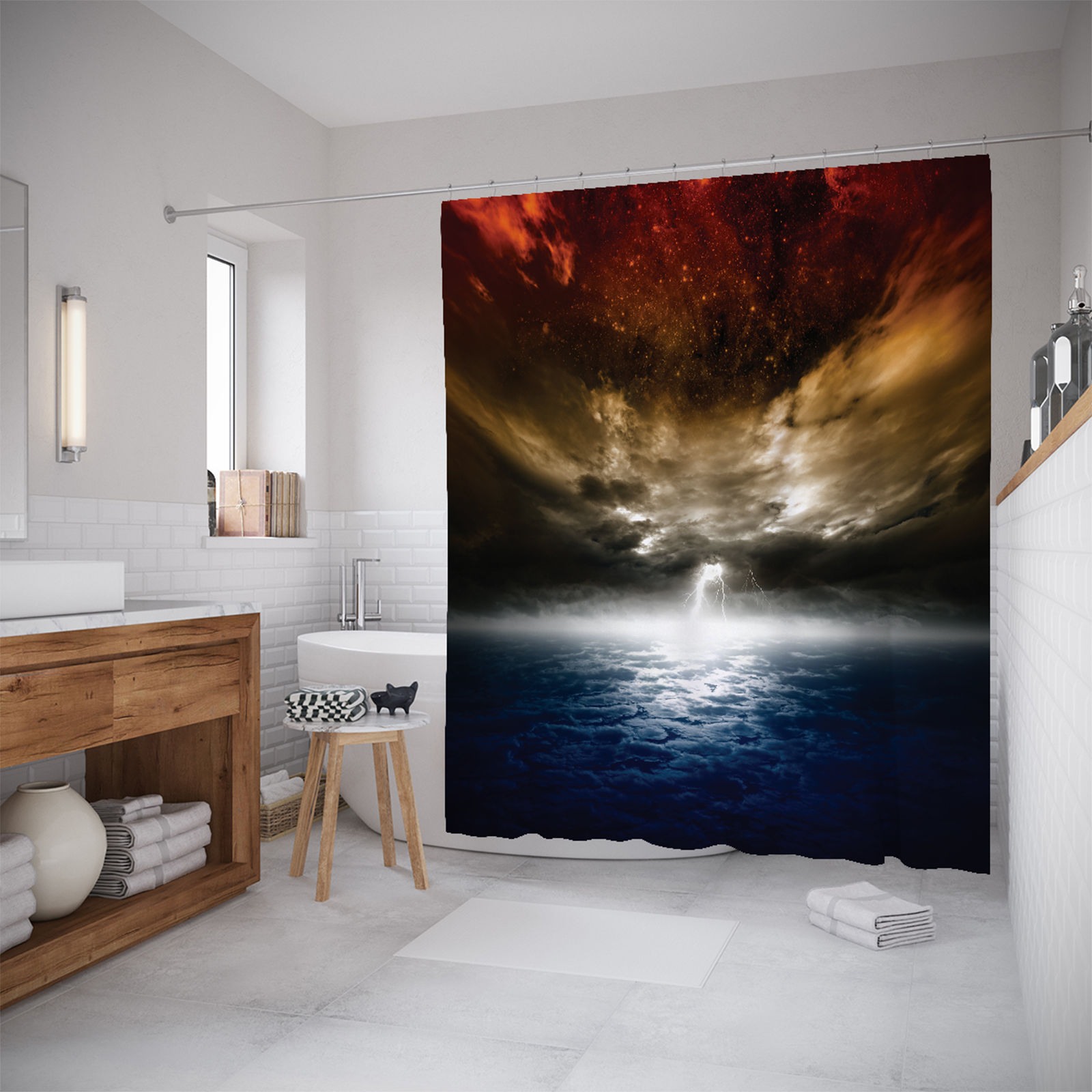 

Штора для ванной JoyArty «Морское сияние» 180x200, Красный