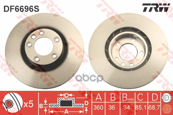 фото Тормозной диск trw/lucas для df6696s