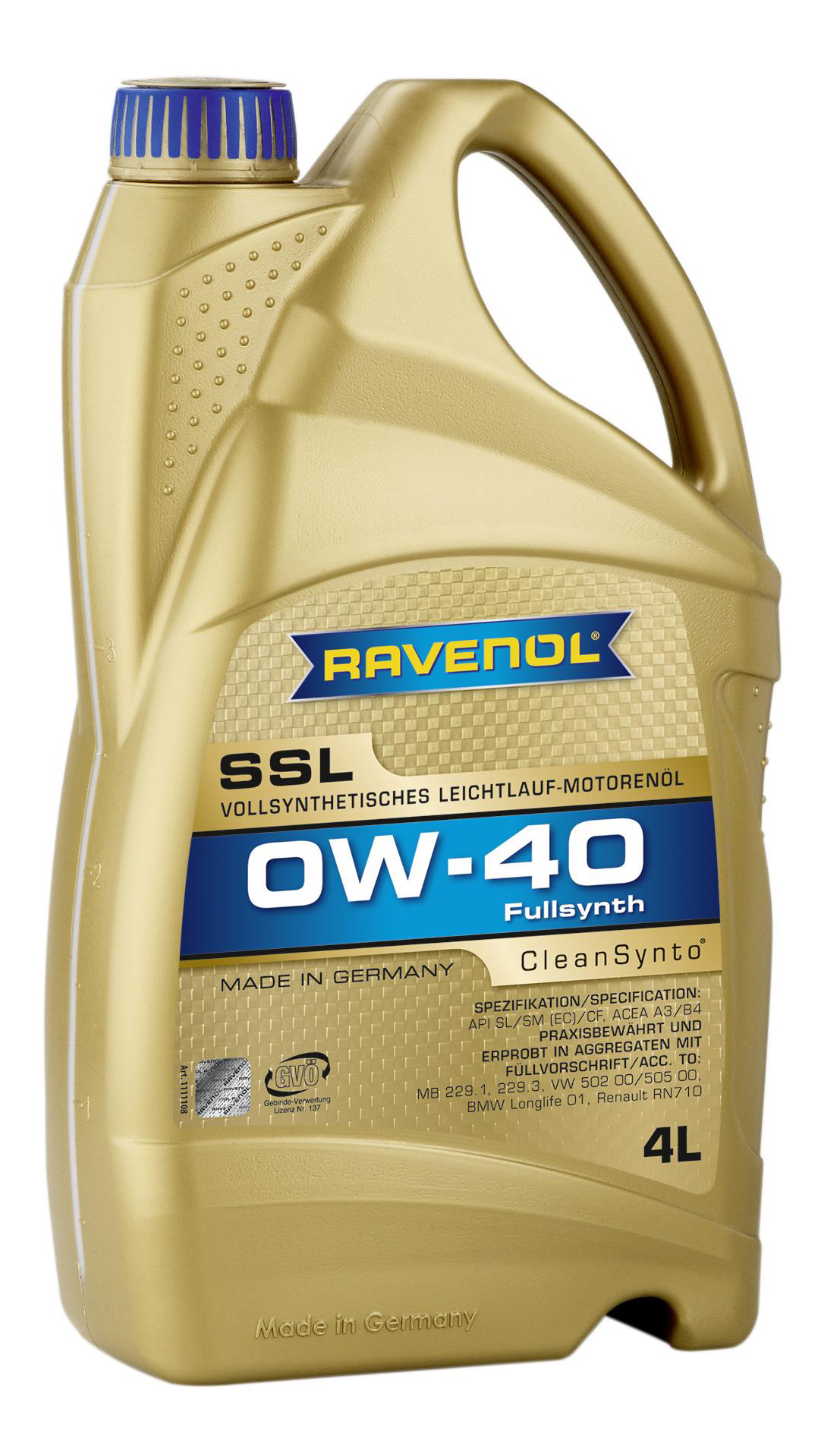 фото Моторное масло ravenol super synthetik oel ssl sae 0w-40 4л