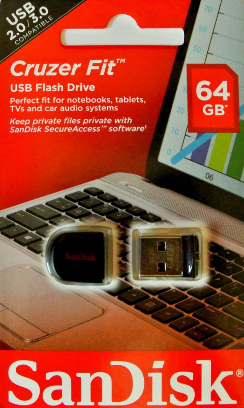 фото Флешка sandisk cruzer fit 64гб black (sdcz33-064g-b35)