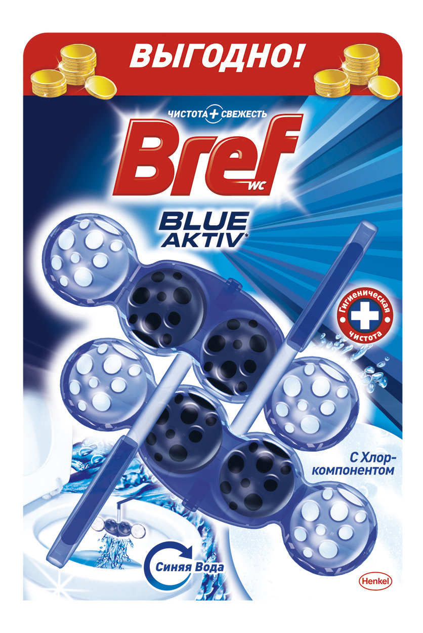 

Чистящее средство для унитаза Bref blue activ с хлор-компонентом 2*50 г