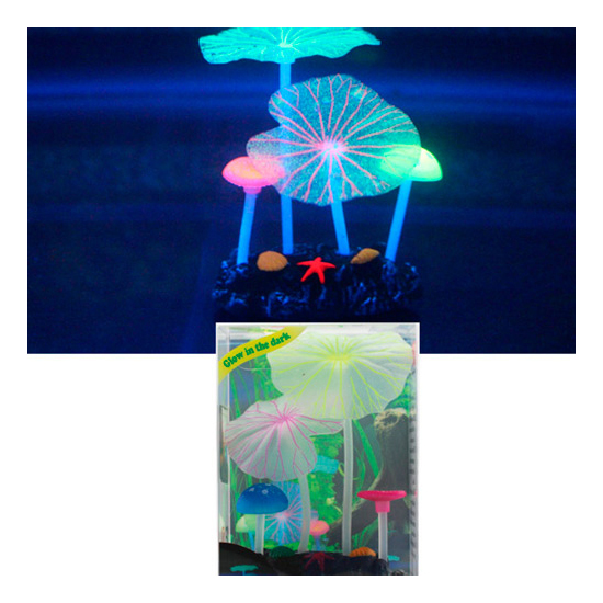 

Микс из растений для аквариума JELLY-FISH листья лотоса 2 шт, грибы 2 шт, 7х3,5х10см, Микс из растений силикон листья лотоса (2шт) грибы (2шт)