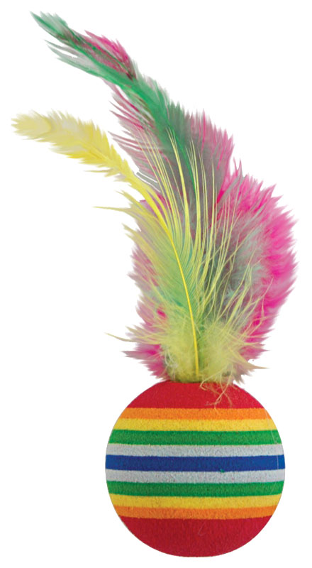 Мяч для кошек Triol Мяч с пером перья, разноцветный, 4.5 см, 120 шт