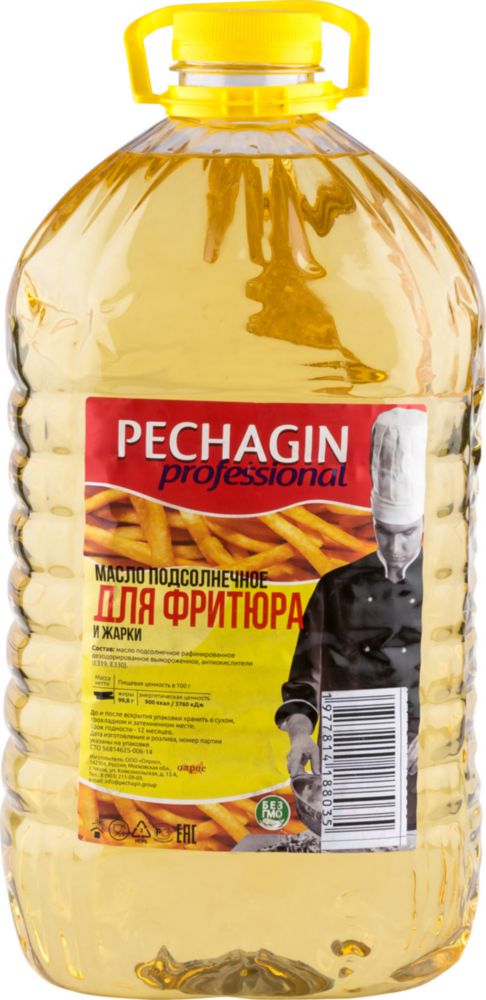 фото Масло подсолнечное для фритюра и жарки pechagin professional 5 л печагин