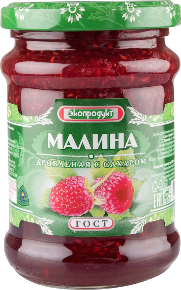 фото Малина дробленая экопродукт с сахаром 320 г