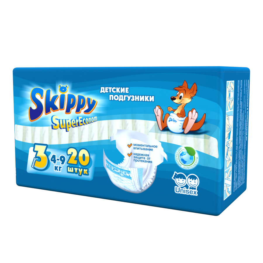 Подгузники детские Skippy Super Econom р