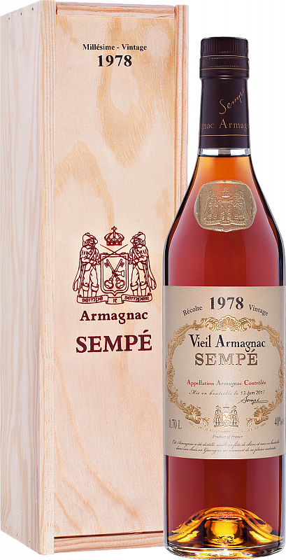 

Арманьяк Sempe Vieil, Armagnac AOC , 40 %, 700 мл, 1978г, gift box