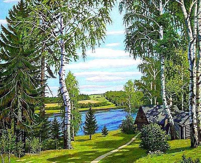 

Алмазная вышивка Алмазная Живопись Домик у речки, 50x40 см, Домик у речки