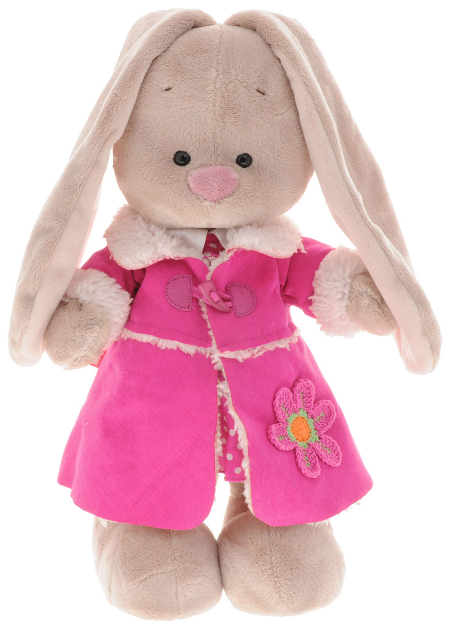 фото Мягкая игрушка budi basa зайка ми в платье и розовой дубленке малая, 25 см