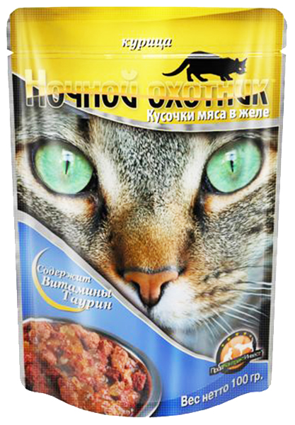 фото Влажный корм для кошек ночной охотник, курица, 24шт, 100г