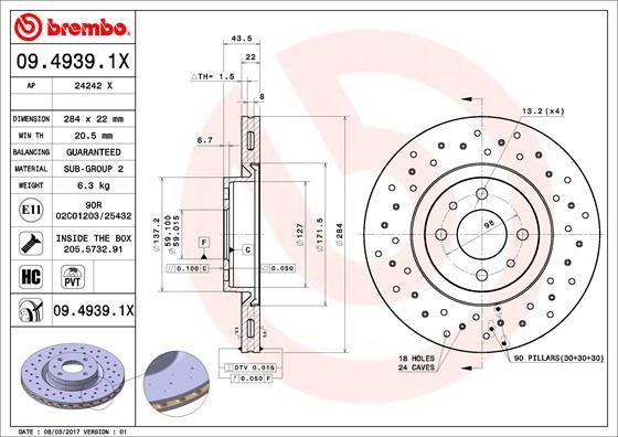 фото Тормозной диск brembo 09.4939.1x