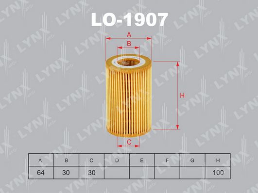 фото Фильтр масляный lynxauto lo-1907